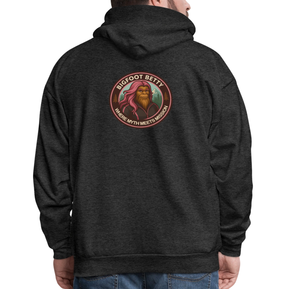Men's Hoodie - Where Myth Meets Mission (F/B) (RETRO) - charcoal grey