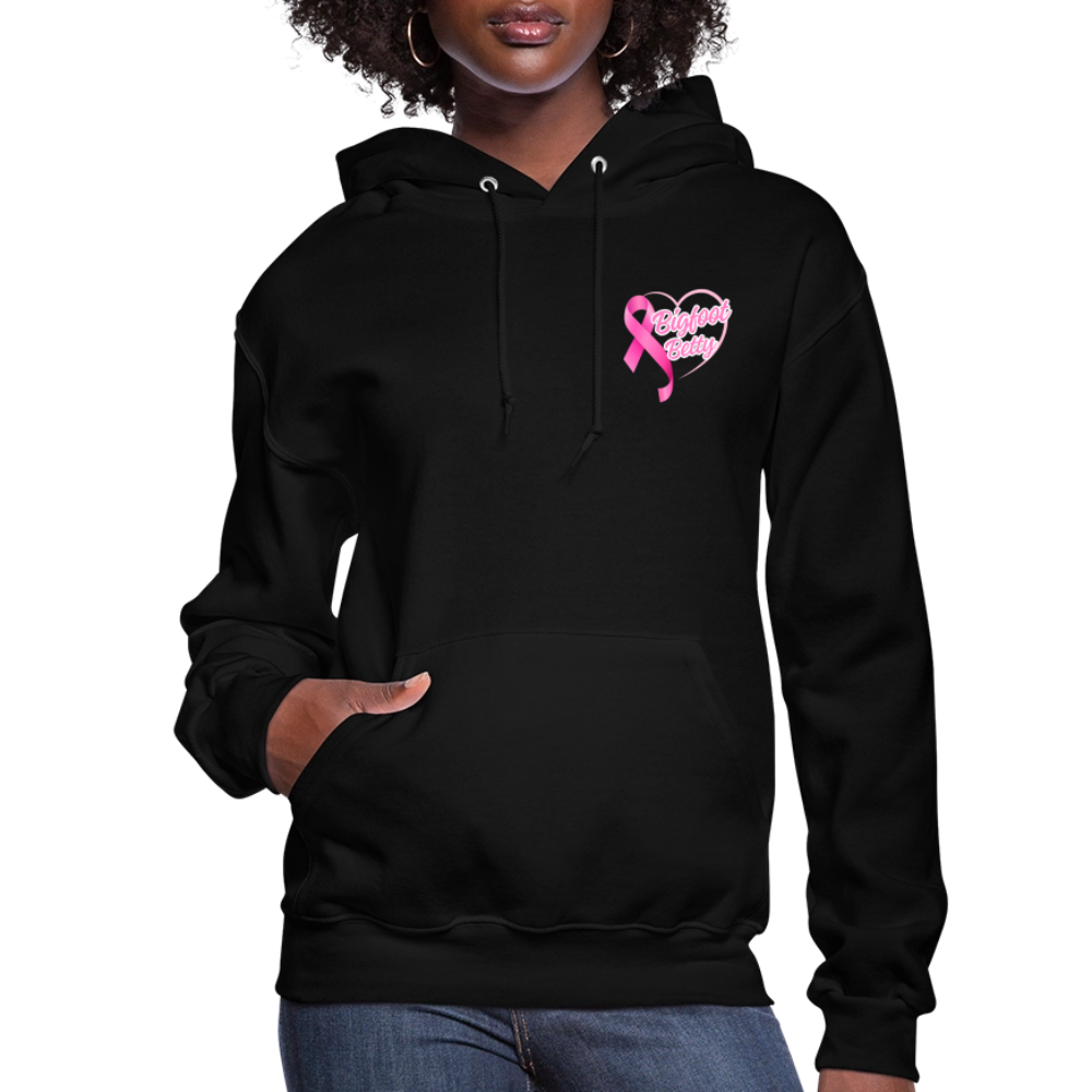 Women's Hoodie - BIGFOOT BETTY HEART - JEEP - PINK RIBBON - black