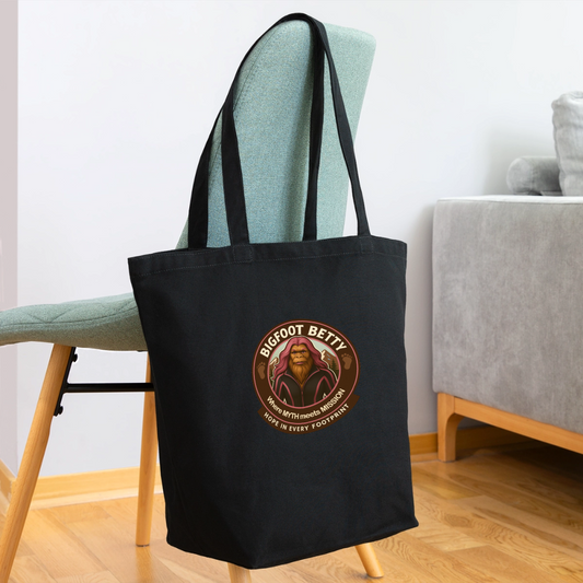 Eco-Friendly Cotton Tote - Hope in Every Footprint (RETRO) - black