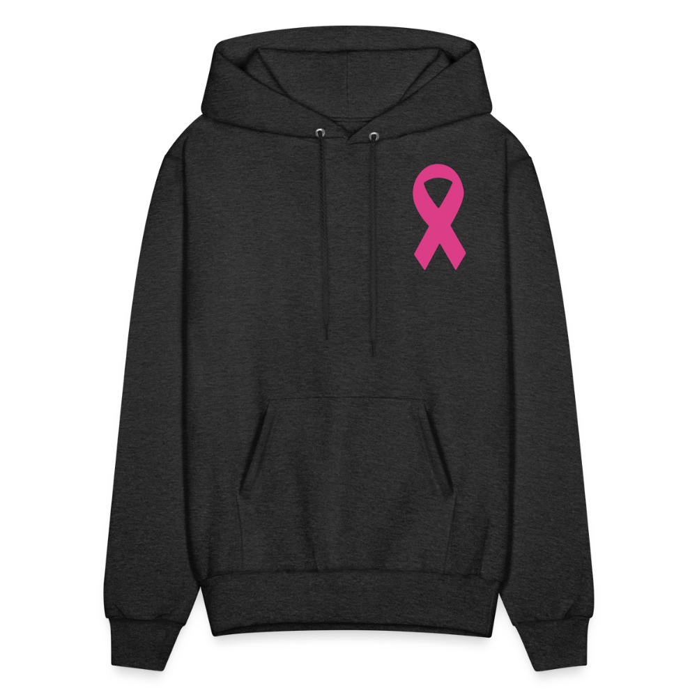 Men's Hoodie - Where Myth Meets Mission (RETRO) PINK RIBBON - charcoal grey