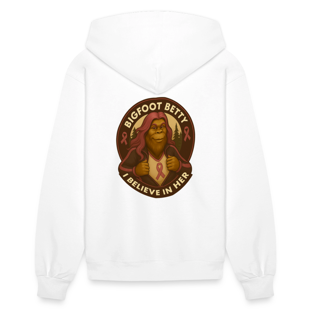 Women's Hoodie - I Believe In Her (F/B) (RETRO) PINK RIBBON - white