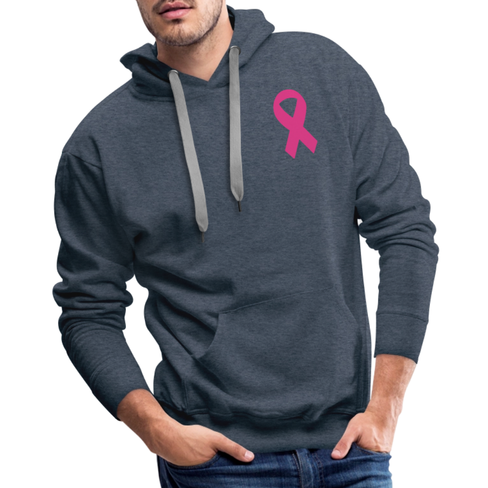 Men’s Premium Hoodie - Where Myth Meets Mission  (RETRO) PINK RIBBON - heather denim