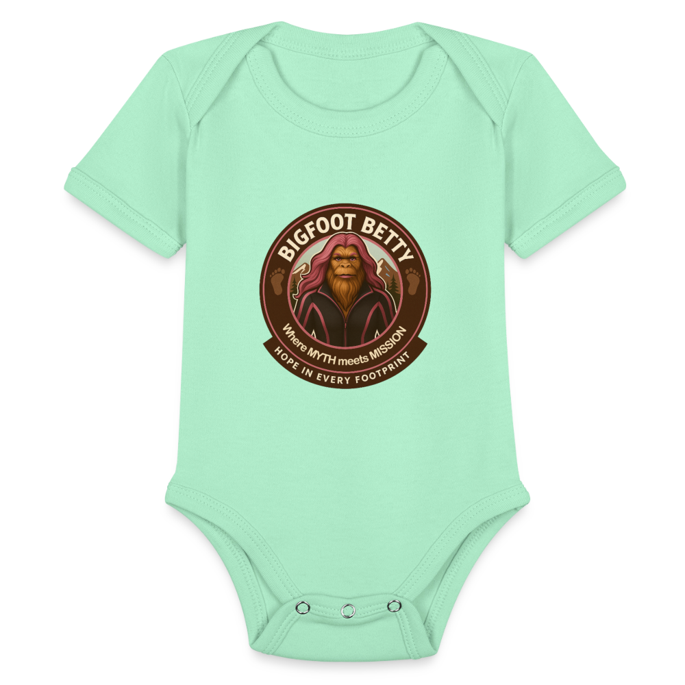 Organic Short Sleeve Baby Bodysuit - Hope in Every Footprint (RETRO) - light mint
