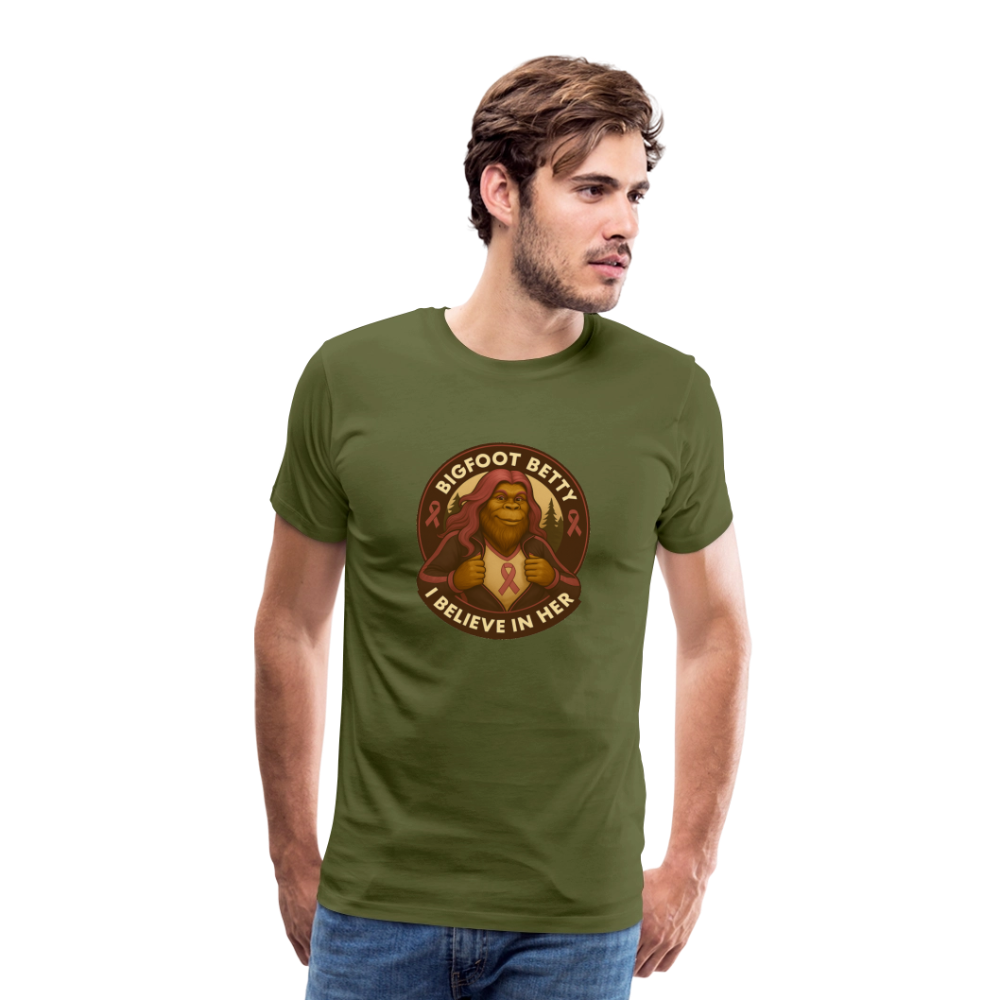 Men's Premium T-Shirt - I Believe In Her (RETRO) - olive green