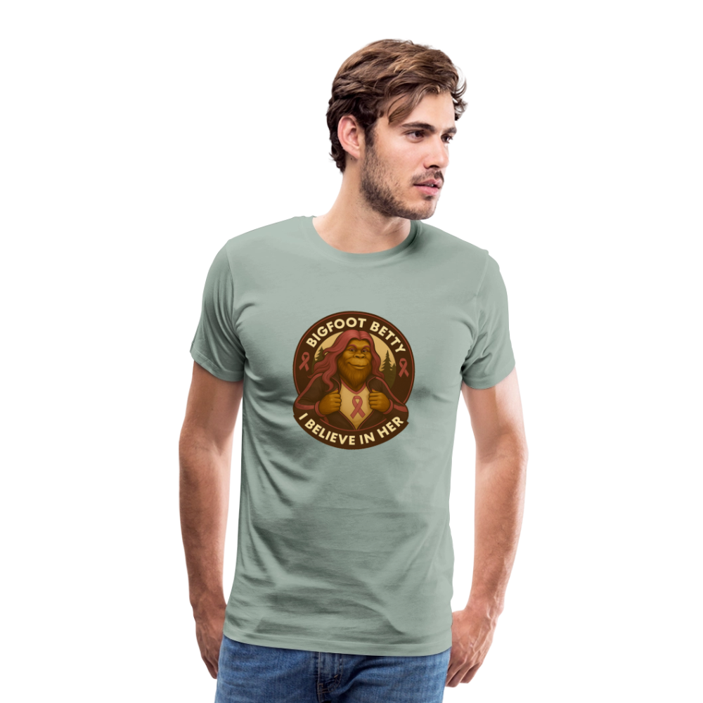 Men's Premium T-Shirt - I Believe In Her (RETRO) - steel green