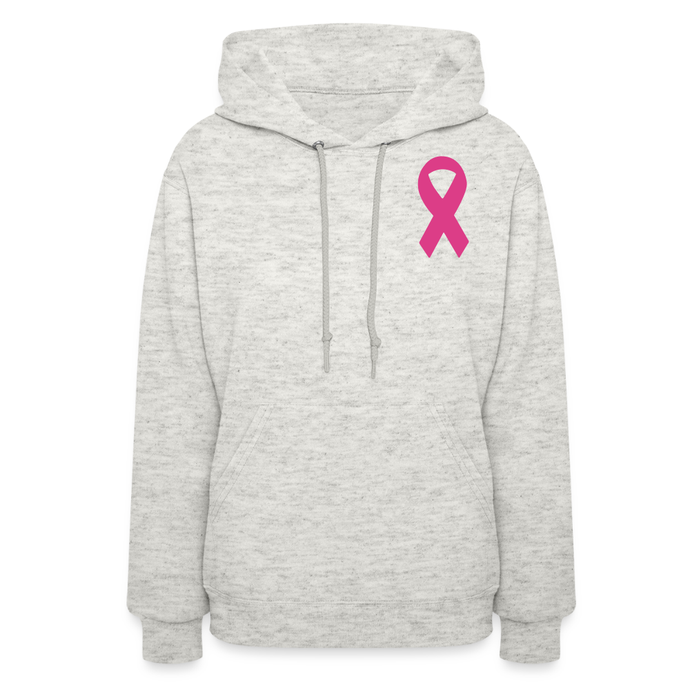 Women's Hoodie - Hope in Every Footprint (F/B) (RETRO) PINK RIBBON - heather oatmeal