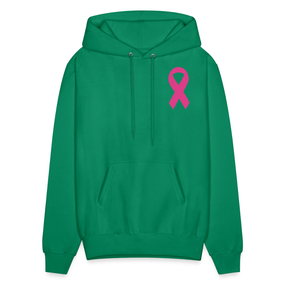 Men's Hoodie - Hope in Every Footprint (F/B) (RETRO) PINK RIBBON - kelly green