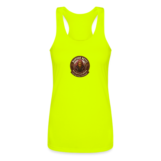 Women’s Performance Racerback Tank Top - Hope in Every Footprint (RETRO) - neon yellow