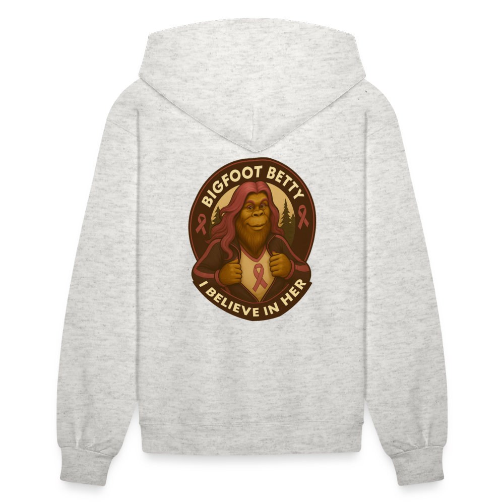 Women's Hoodie - I Believe In Her (F/B) (RETRO) PINK RIBBON - heather oatmeal