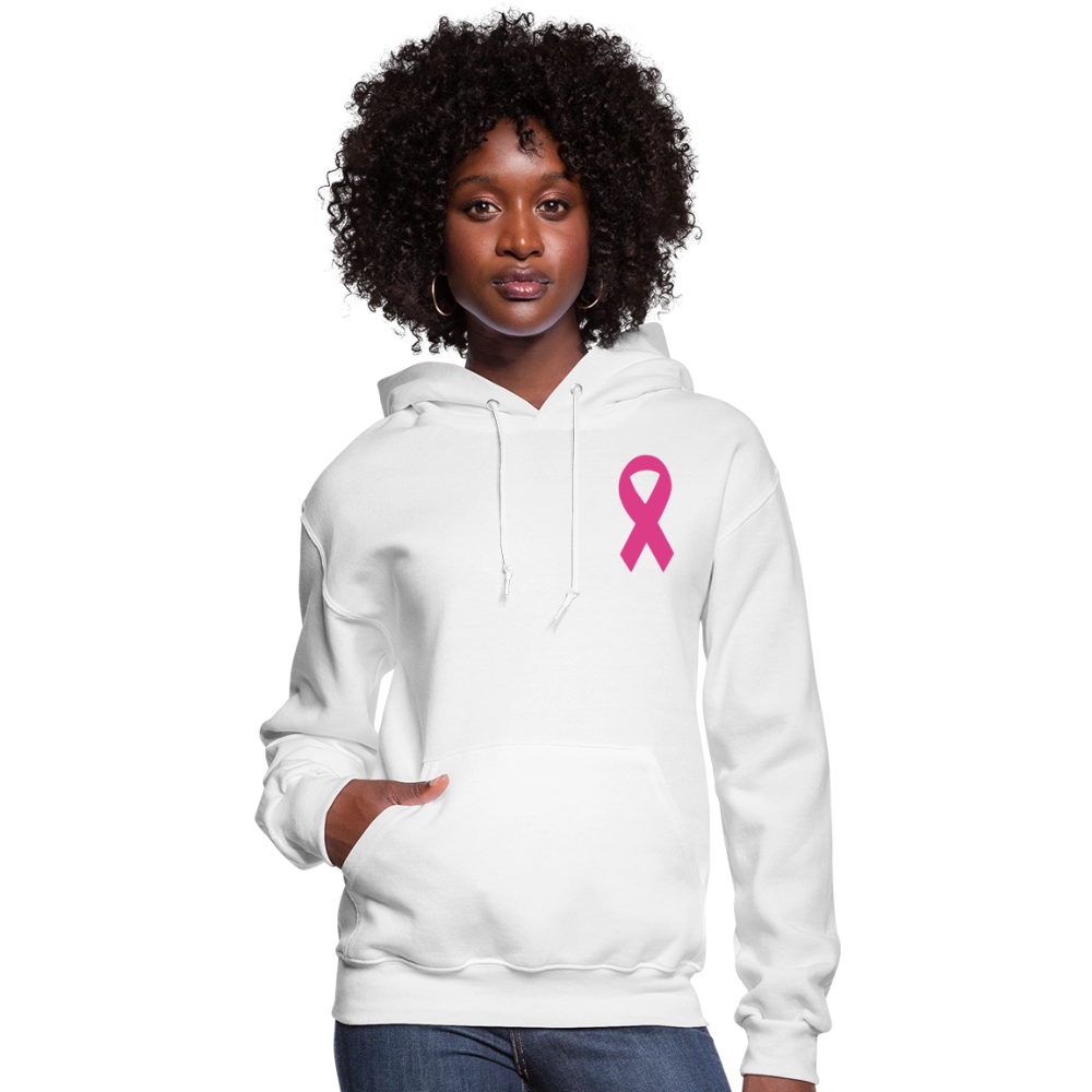 Women's Hoodie - Hope in Every Footprint (F/B) (RETRO) PINK RIBBON - white