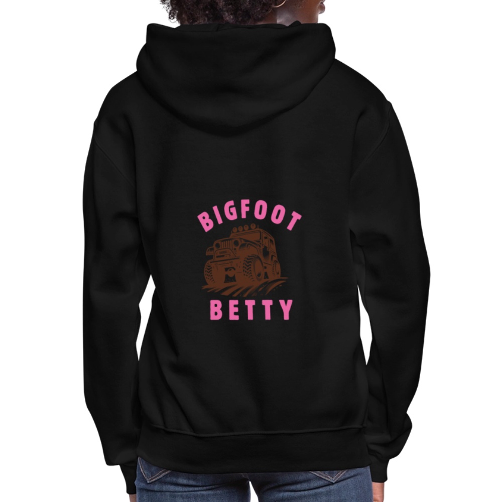 Women's Hoodie - BIGFOOT BETTY HEART - JEEP - PINK RIBBON - black