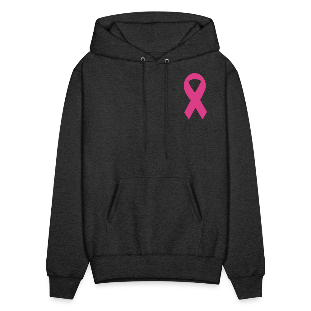 Men's Hoodie - Hope in Every Footprint (F/B) (RETRO) PINK RIBBON - charcoal grey