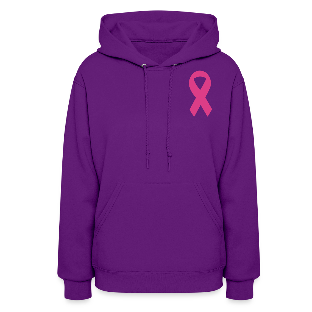 Women's Hoodie - Hope in Every Footprint (F/B) (RETRO) PINK RIBBON - purple