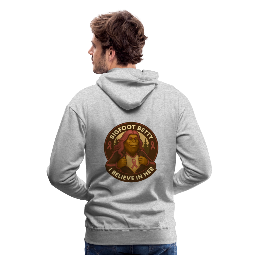 Men’s Premium Hoodie - I Believe In Her (F/B) (RETRO) PINK RIBBON - heather grey