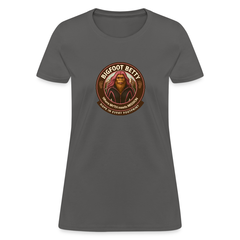 Women's T-Shirt - Hope in Every Footprint (RETRO) - charcoal