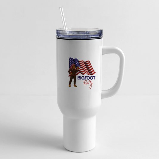 BFB July 4 - Waving Flag 40 oz Travel Tumbler - white