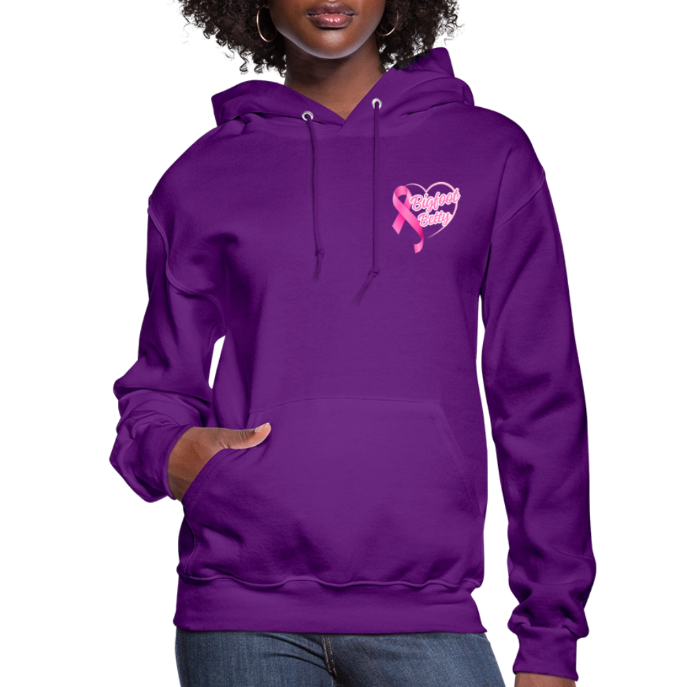 Women's Hoodie - BIGFOOT BETTY HEART - JEEP - PINK RIBBON - purple