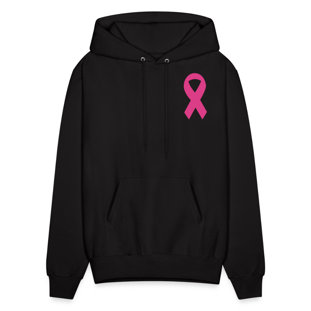 Men's Hoodie - Hope in Every Footprint (F/B) (RETRO) PINK RIBBON - black
