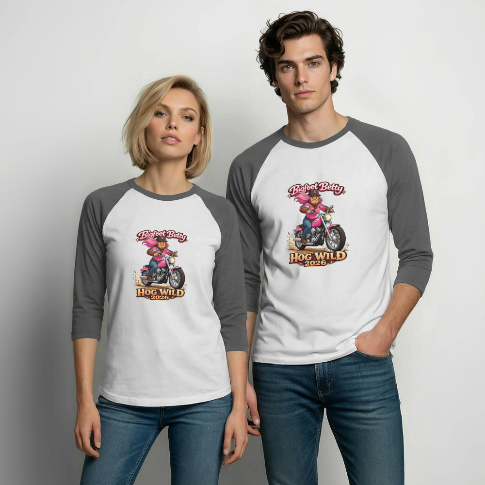 Baseball T-Shirt - BFB Hog Wild - MOTORCYCLE - white/charcoal
