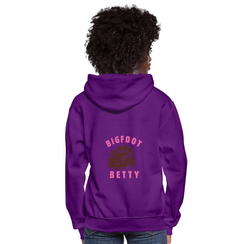 Women's Hoodie - BIGFOOT BETTY HEART - JEEP - PINK RIBBON - purple