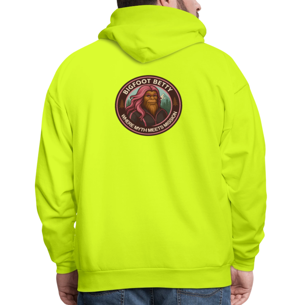Men's Hoodie - Where Myth Meets Mission (F/B) (RETRO) - safety green