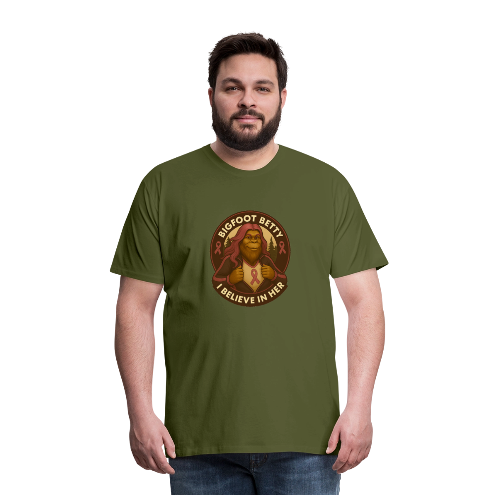 Men's Premium T-Shirt - I Believe In Her (RETRO) - olive green