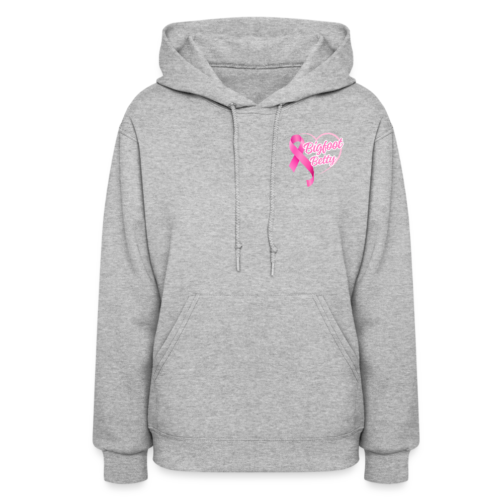 Women's Hoodie - BIGFOOT BETTY HEART - JEEP - PINK RIBBON - heather gray