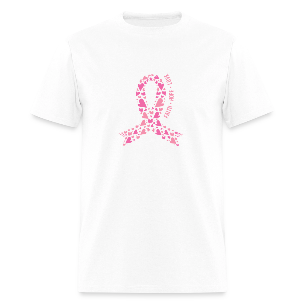Faith Hope Love - Cancer Ribbon Tee - white