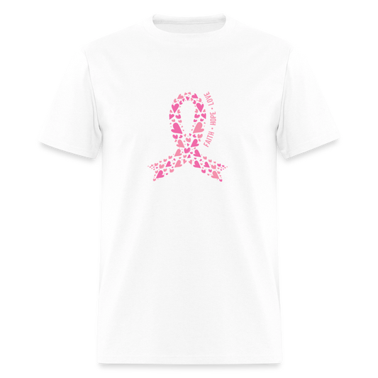 Faith Hope Love - Cancer Ribbon Tee - white