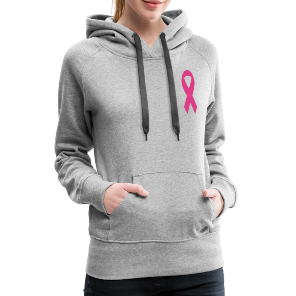 Women’s Premium Hoodie - Hope in Every Footprint (F/B) (RETRO) PINK RIBBON - heather grey