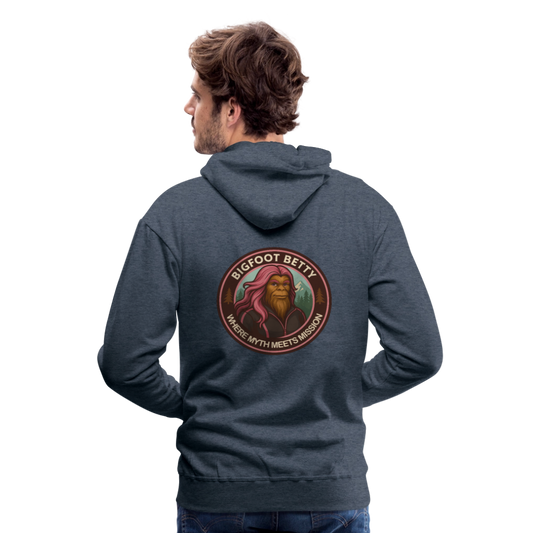 Men’s Premium Hoodie - Where Myth Meets Mission (RETRO) - heather denim