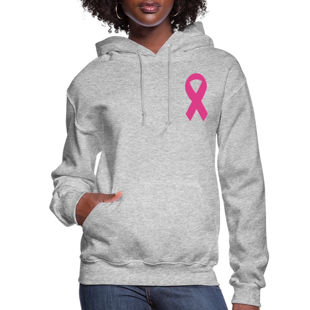 Women's Hoodie - Where Myth Meets Mission (F/B) (RETRO) PINK RIBBON - heather gray