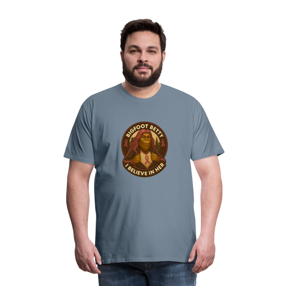 Men's Premium T-Shirt - I Believe In Her (RETRO) - steel blue