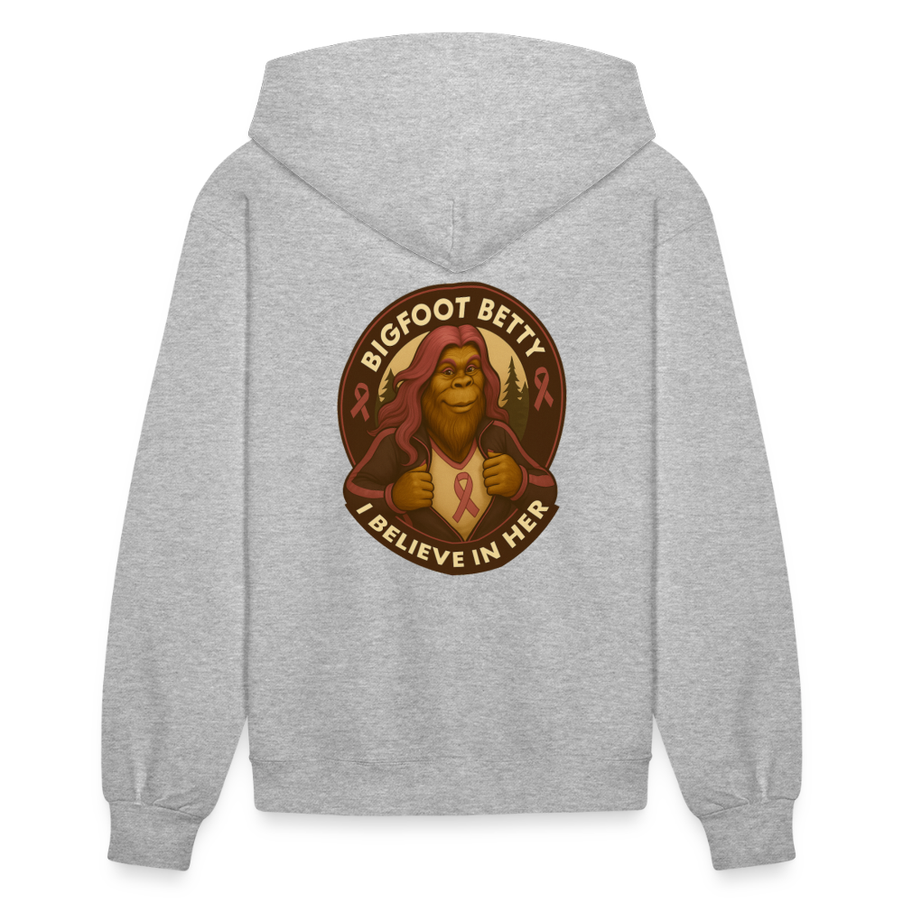 Women's Hoodie - I Believe In Her (F/B) (RETRO) PINK RIBBON - heather gray