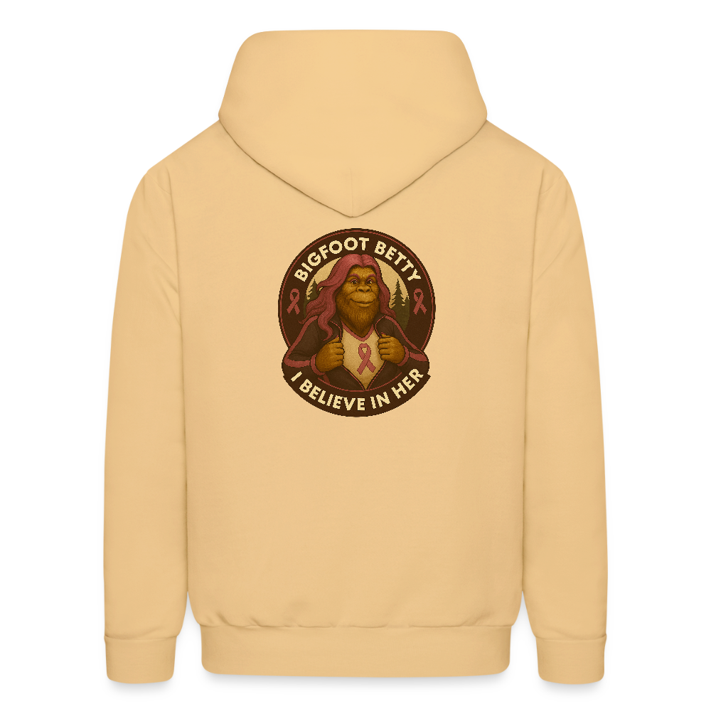 Men's Hoodie - I Believe In Her (RETRO) PINK RIBBON - light gold 