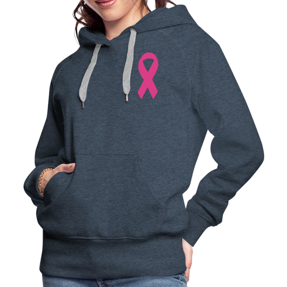 Women’s Premium Hoodie - I Believe In Her (F/B) (RETRO) PINK RIBBON - heather denim