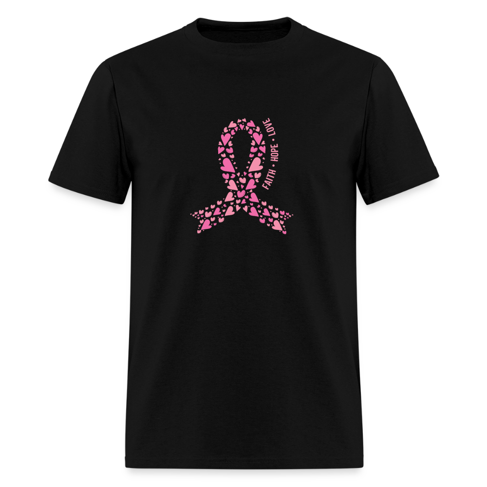 Faith Hope Love - Cancer Ribbon Tee - black