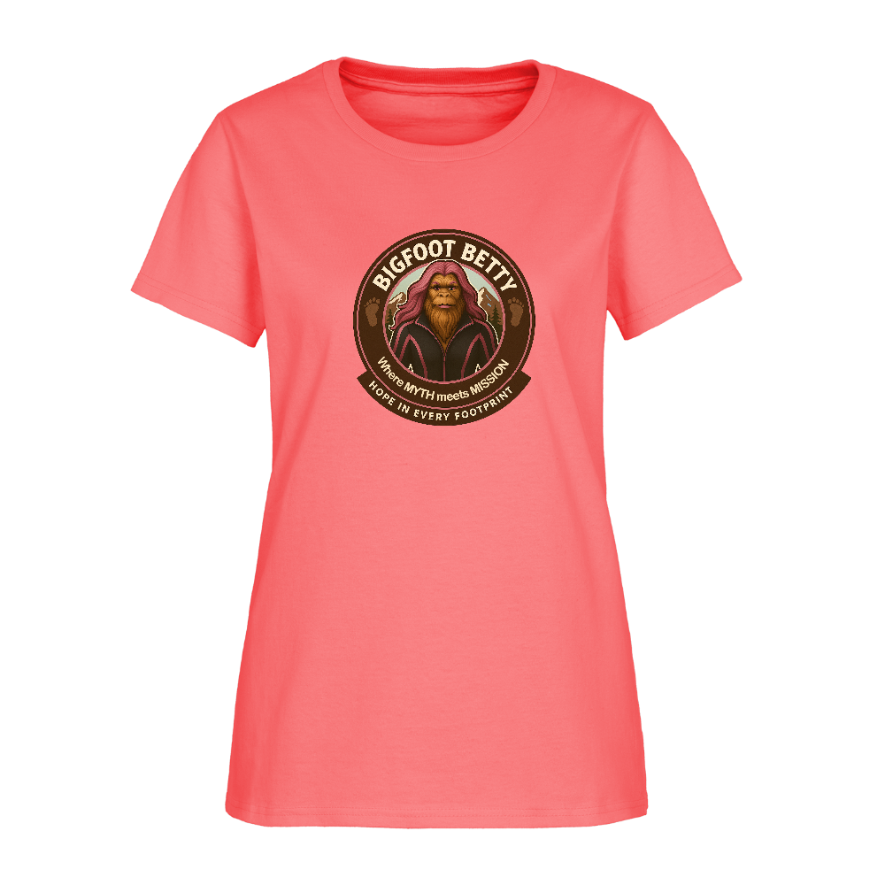 Women's T-Shirt - Hope in Every Footprint (RETRO) - coral