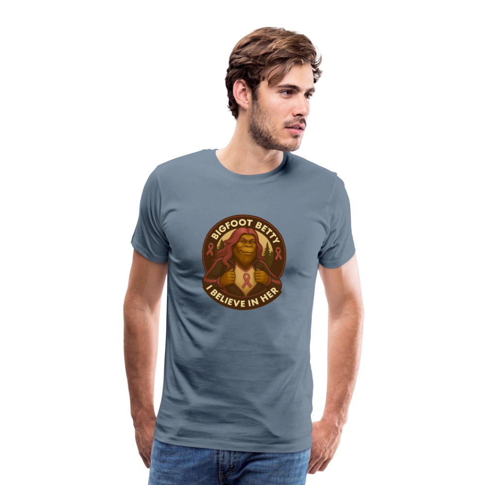 Men's Premium T-Shirt - I Believe In Her (RETRO) - steel blue