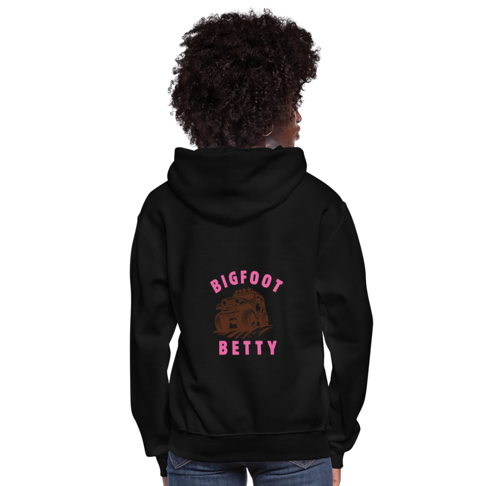 Women's Hoodie - BIGFOOT BETTY HEART - JEEP - PINK RIBBON - black