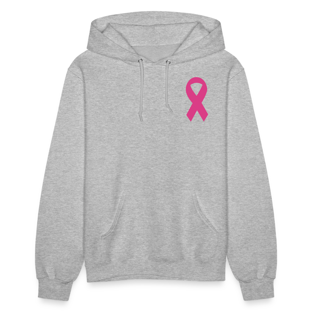 Women's Hoodie - Hope in Every Footprint (F/B) (RETRO) PINK RIBBON - heather gray