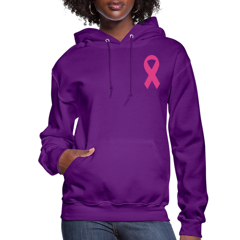 Women's Hoodie - Hope in Every Footprint (F/B) (RETRO) PINK RIBBON - purple