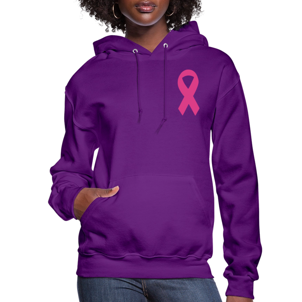 Women's Hoodie - I Believe In Her (F/B) (RETRO) PINK RIBBON - purple
