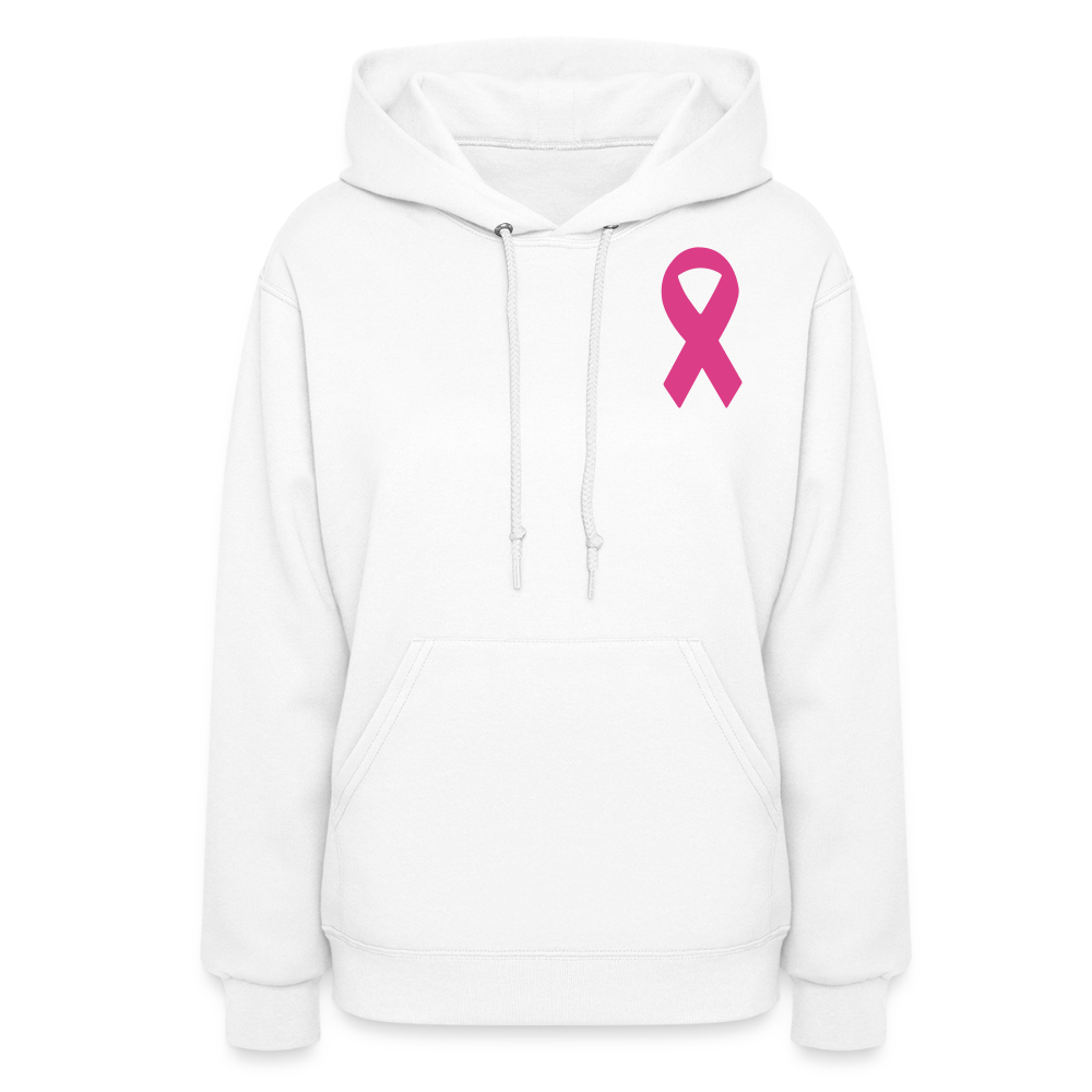 Women's Hoodie - Hope in Every Footprint (F/B) (RETRO) PINK RIBBON - white