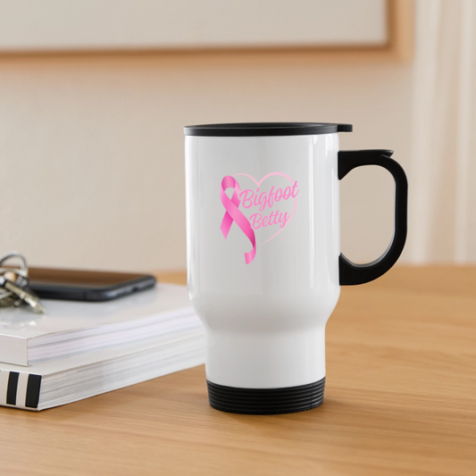 Travel Mug - BFB Pink Ribbon - white