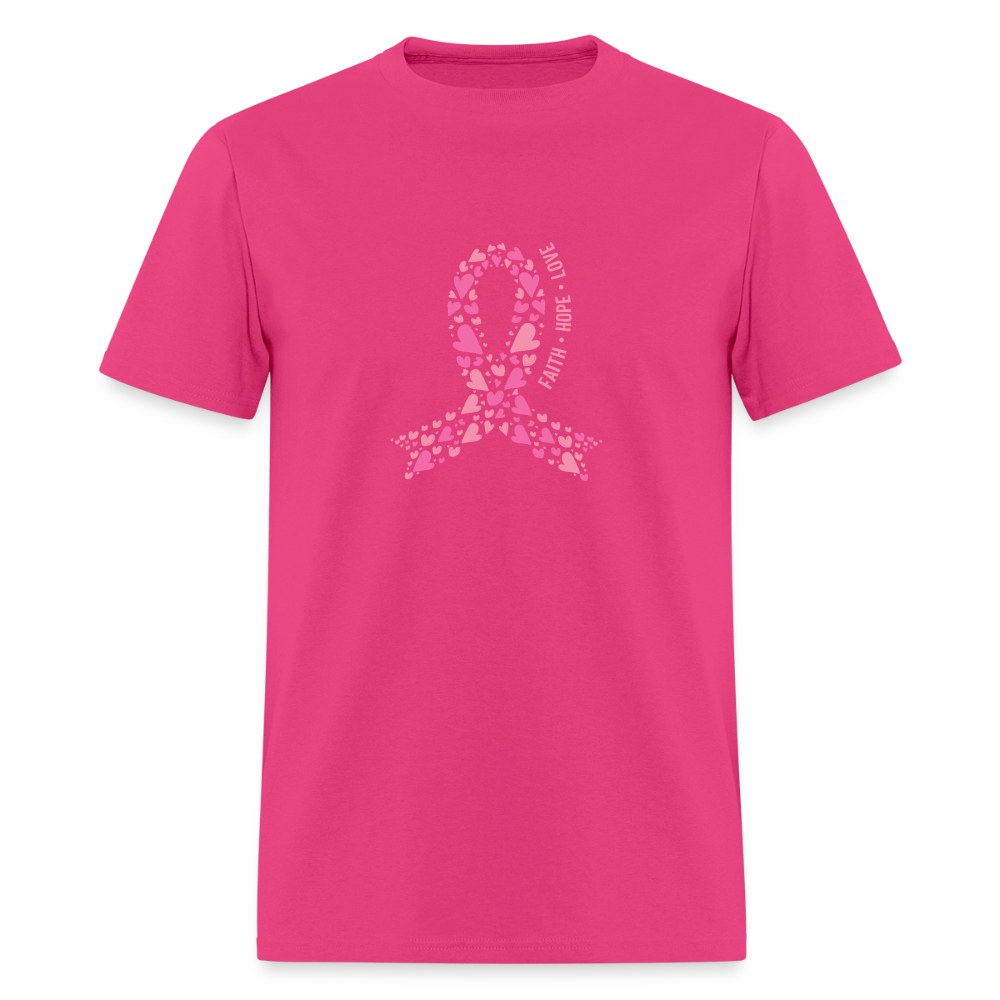 Faith Hope Love - Cancer Ribbon Tee - fuchsia