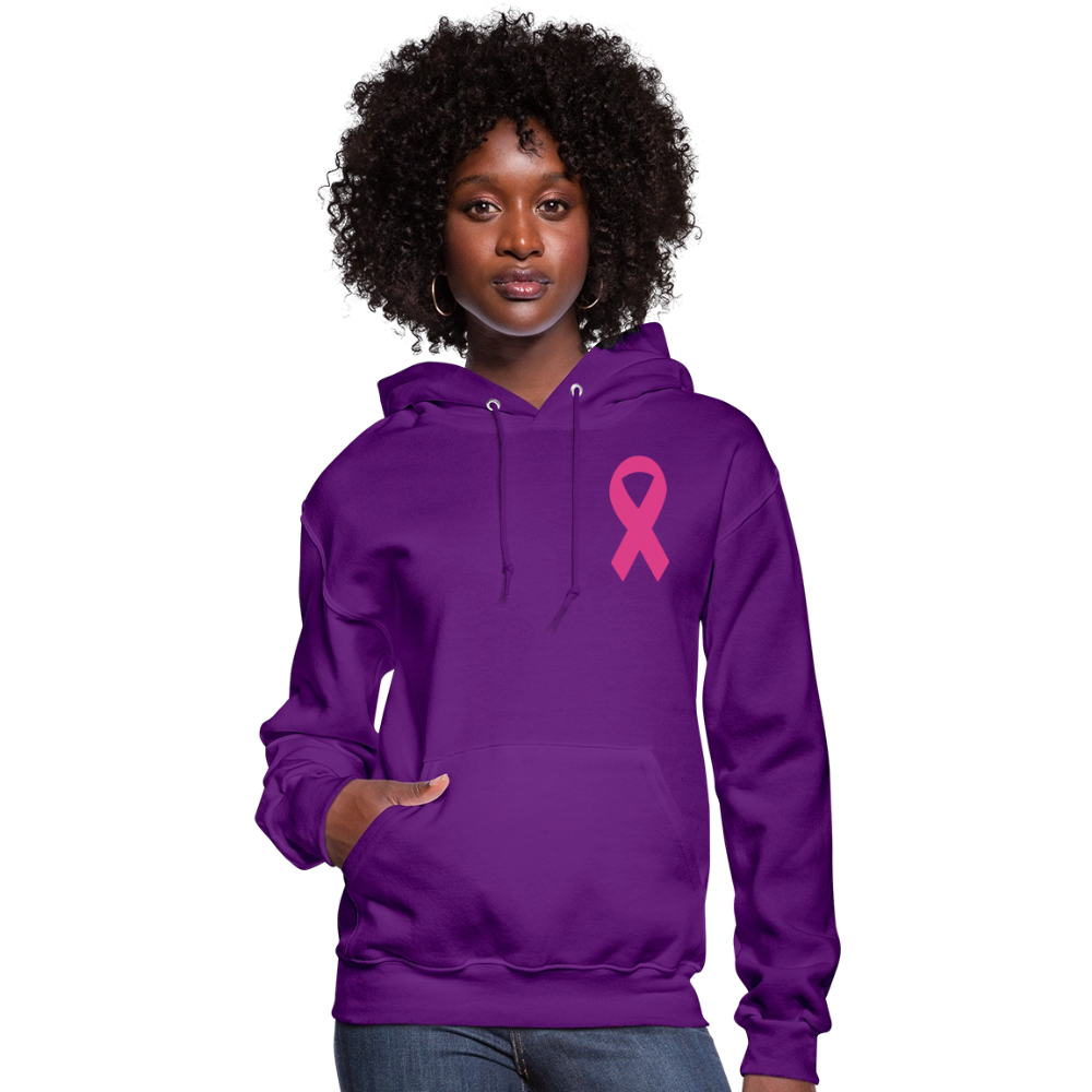 Women's Hoodie - I Believe In Her (F/B) (RETRO) PINK RIBBON - purple