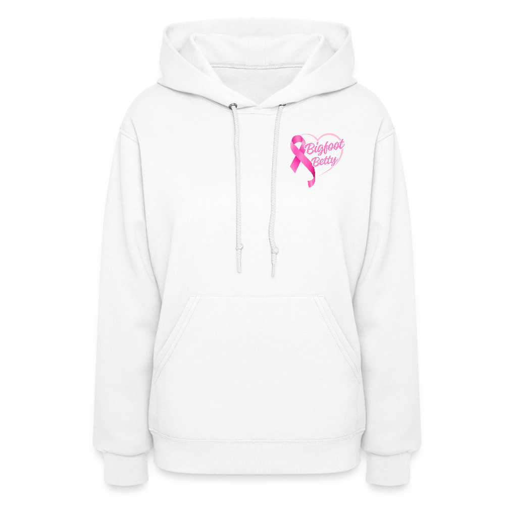 Women's Hoodie - BIGFOOT BETTY HEART - JEEP - PINK RIBBON - white