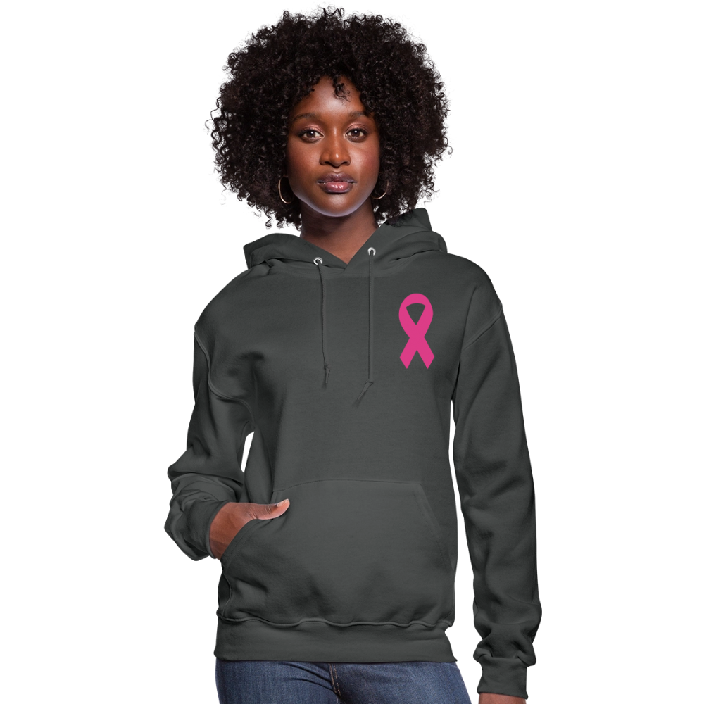 Women's Hoodie - Hope in Every Footprint (F/B) (RETRO) PINK RIBBON - asphalt