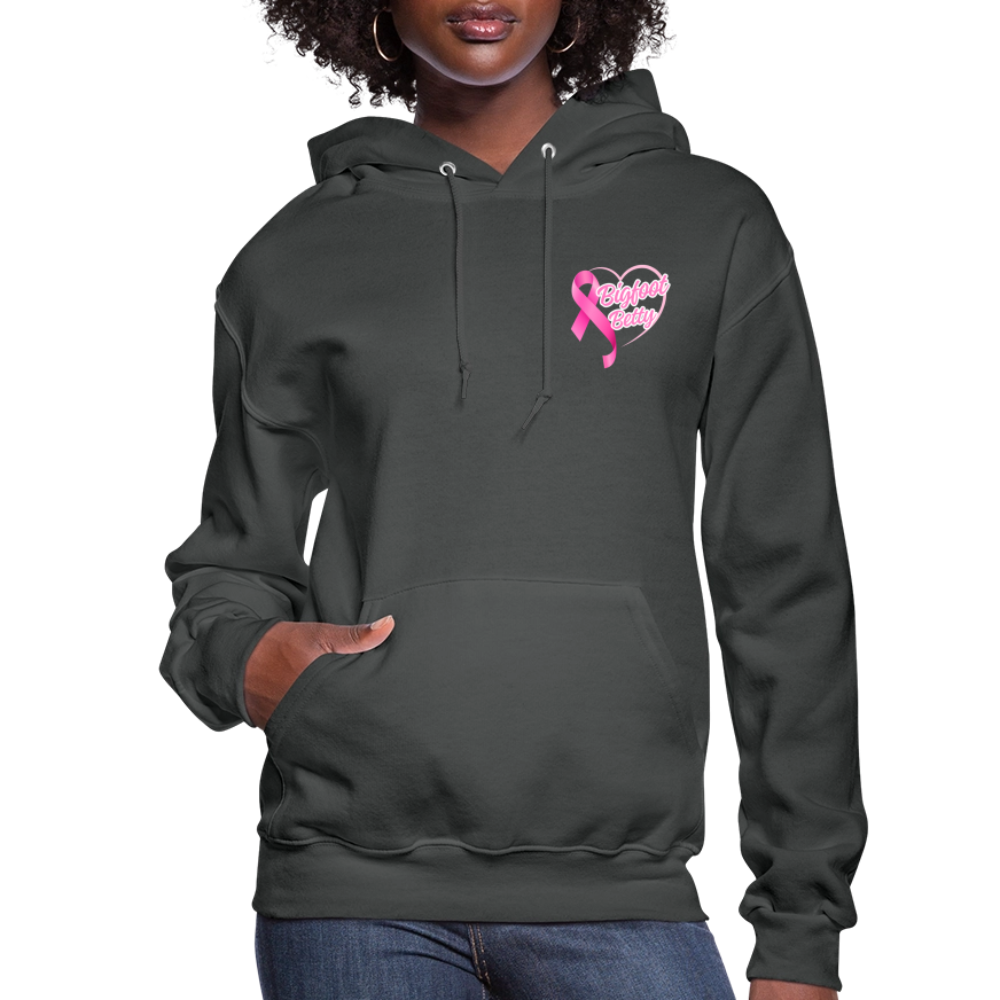 Women's Hoodie - BIGFOOT BETTY HEART - JEEP - PINK RIBBON - asphalt